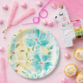 非常にかわいらしターコイズ花の結婚式の日 ペーパープレート (パーティー)