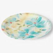 非常にかわいらしターコイズ花の結婚式の日 ペーパープレート (アングル)