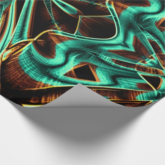 非常にねじれたテープはアクアマリンとコーヒーの溝 ラッピングペーパー (角)