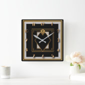 非常にアールデコ スクエア壁時計 (ホーム)