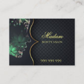 非常にエレガントな黒と金の美容院 名刺 (正面)