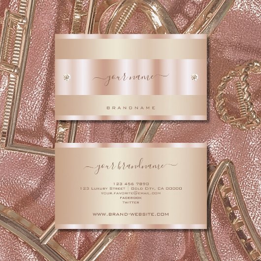非常にエレガントバラの金ゴールド効果(小さなダイヤモンド) 名刺