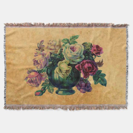 非常にエレガントヴィンテージバラ スローブランケット (正面)