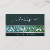 非常にエレガント濃い緑のシルバーグリッターの写真のロゴ 名刺 (正面)