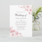 非常にエレガント赤面ピンクウォーター色のフローラ結婚ズ 招待状 (スタンド正面)
