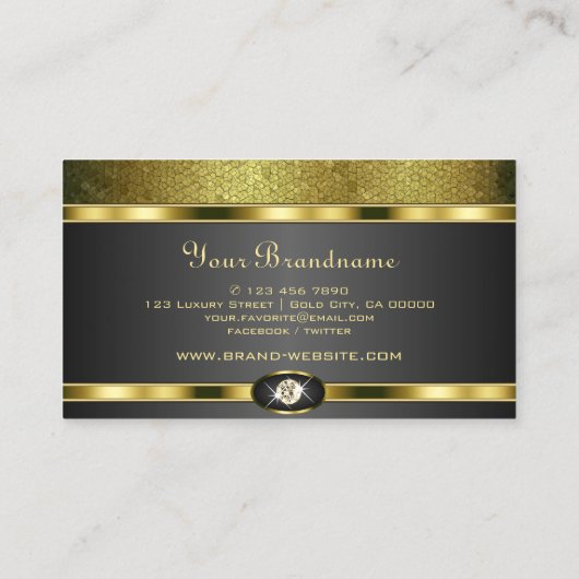 非常にエレガント金ゴールドと黒のダイヤモンド色 名刺 (裏面)