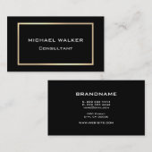 非常にエレガント金ゴールドフレームプレーンブラックプロフェッショナル 名刺 (正面/裏面)