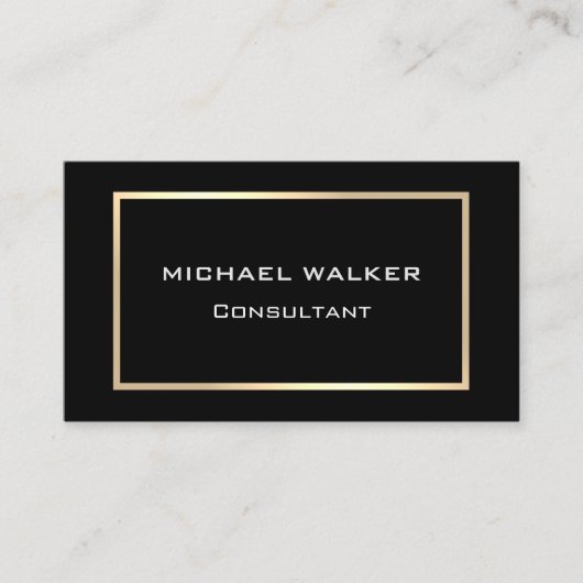 非常にエレガント金ゴールドフレームプレーンブラックプロフェッショナル 名刺 (正面)