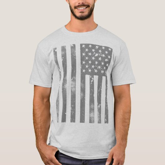 非常にカッコいいグ動揺してレーアメリカ国旗 Tシャツ (正面)