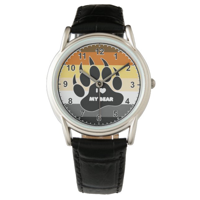 非常にカッコいいゲイベアプライド色iハートマイベア 腕時計 (正面)