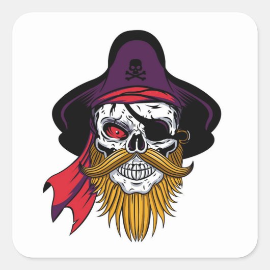 非常にカッコいいハロウィーン海賊ステッカーのセット スクエアシール (正面)