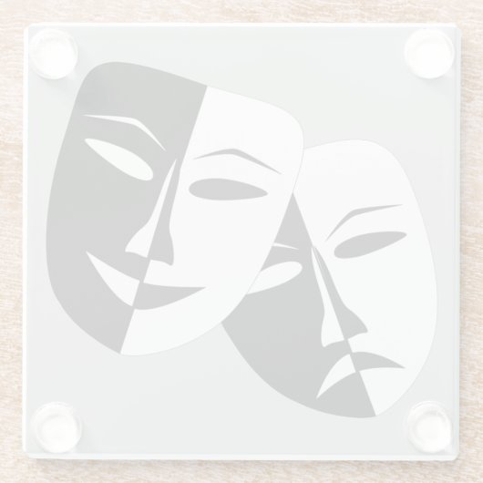 非常にカッコいい喜劇と悲劇の劇場のマスク ガラスコースター (裏面)