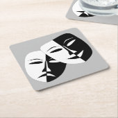 非常にカッコいい喜劇と悲劇の劇場のマスク スクエアペーパーコースター (アングル)