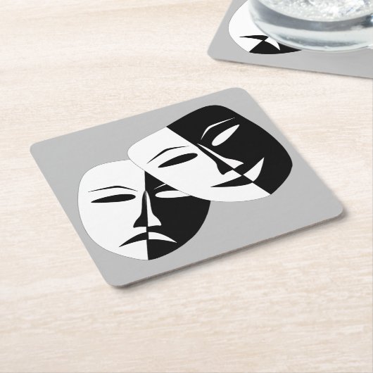 非常にカッコいい喜劇と悲劇の劇場のマスク スクエアペーパーコースター (アングル)