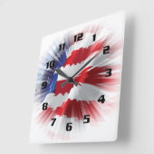 非常にカッコいい愛国的なアメリカ国旗 スクエア壁時計 (傾斜)
