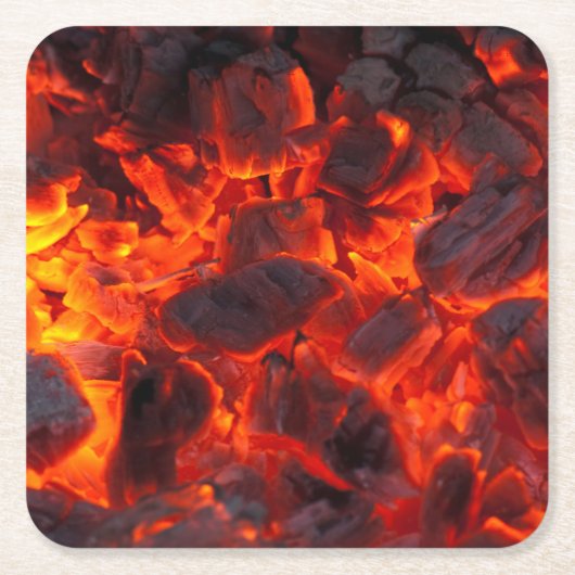 非常にカッコいい燃えている石炭 スクエアペーパーコースター (正面)