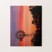 非常にカラフルな夜明けの日の出の風車 ジグソーパズル (縦)