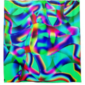 非常にカラフルな曲線的な形で、緑が優勢... シャワーカーテン (正面)