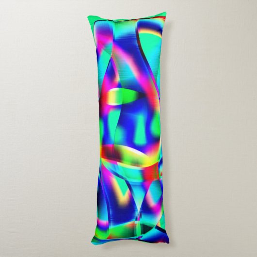 非常にカラフルな曲線的な形で、緑が際立っている... ボディピロー (裏面 (縦))