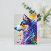 非常にカラフルの犬 ポストカード (スタンド正面)