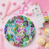 非常にカラフルの石を牛乳のスープに浸した形 ペーパープレート (パーティー)