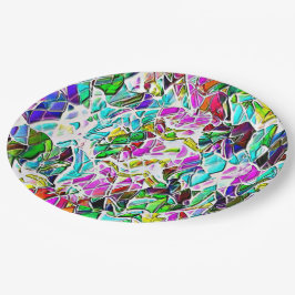 非常にカラフルの石を牛乳のスープに浸した形 ペーパープレート