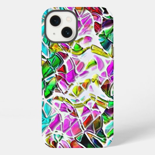 非常にカラフルの石を牛乳スープに浸した形 iPhoneケース (裏面)