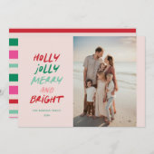 非常にカラフル水平メリーなクリスマスの写真 シーズンカード (正面/裏面)