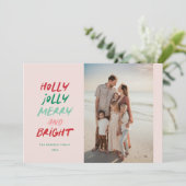 非常にカラフル水平メリーなクリスマスの写真 シーズンカード (スタンド正面)
