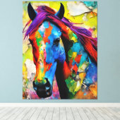 非常にカラフル馬 キャンバスプリント (インサイチュ (ウッドフロア))