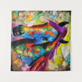 非常にカラフル馬 タペストリー (正面(横))