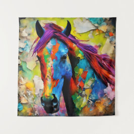 非常にカラフル馬 タペストリー