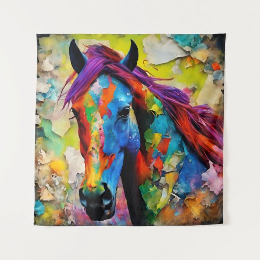 非常にカラフル馬 タペストリー (正面)