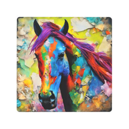 非常にカラフル馬 メタルプリント