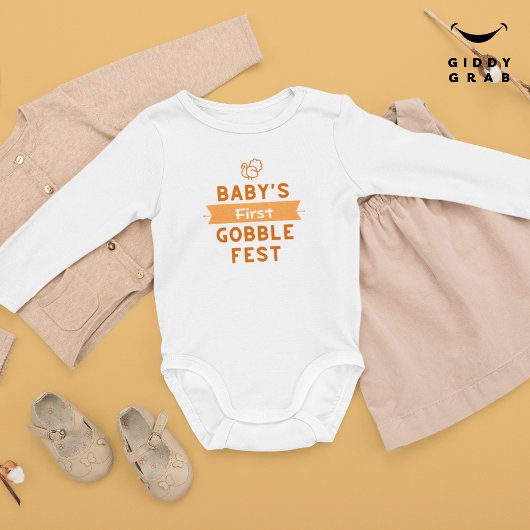 非常にキュートファースト感謝祭ホリデー引用文 ベビーボディスーツ