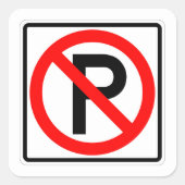 非常にクラシックおもしろいなし駐車標識 スクエアシール (正面)