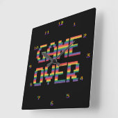 非常にクラシックおもしろいアーケードゲームオーバー壁時計 スクエア壁時計 (傾斜)