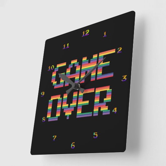 非常にクラシックおもしろいアーケードゲームオーバー壁時計 スクエア壁時計 (傾斜)