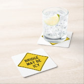 非常にクラシックおもしろいブリッジは氷のサインかもしれない スクエアペーパーコースター (インサイチュ)