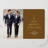 非常にクリスマス結婚したのダークマスタード金ゴールド 箔シーズンカード (正面)