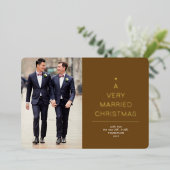 非常にクリスマス結婚したのダークマスタード金ゴールド 箔シーズンカード (立ち正面)