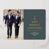 非常にクリスマス結婚したの緑の金ゴールド 箔シーズンカード (正面)