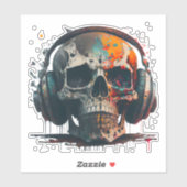 非常にクールでかっこいいドクロのクラブDJ シール (シート)