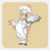 非常にクール漫画シェフステッカーセット スクエアシール (正面)