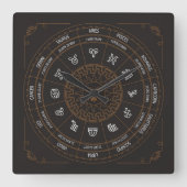 非常にクール〔占星術の〕十二宮図の壁掛け スクエア壁時計 (正面)