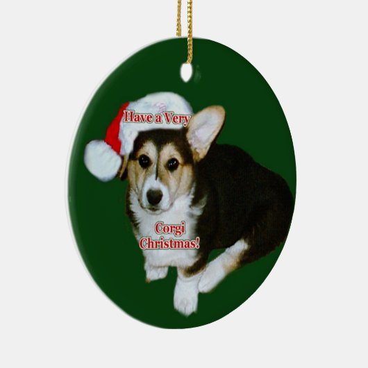 非常にコーギーのクリスマスのGimliの子犬のオーナメント セラミックオーナメント (右)