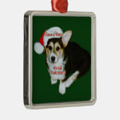 非常にコーギーのクリスマスのGimliの子犬の優れた正方形Orn メタルオーナメント (右)