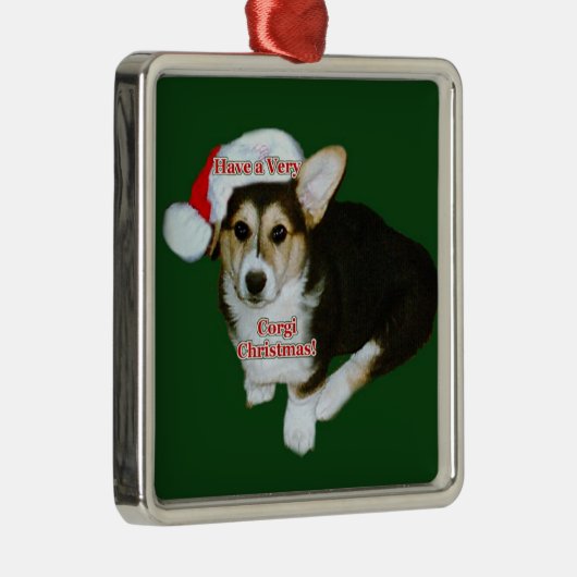 非常にコーギーのクリスマスのGimliの子犬の優れた正方形Orn メタルオーナメント (右)