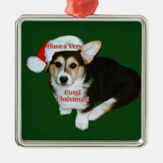 非常にコーギーのクリスマスのGimliの子犬の優れた正方形Orn メタルオーナメント
