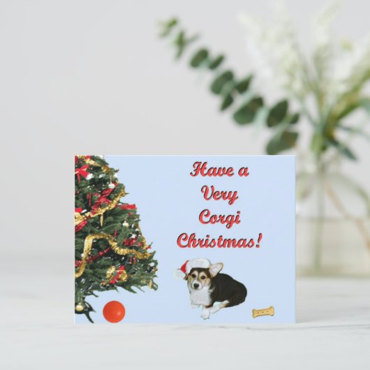 非常にコーギーのクリスマスのGimliの青の郵便はがき シーズンポストカード (スタンド正面)